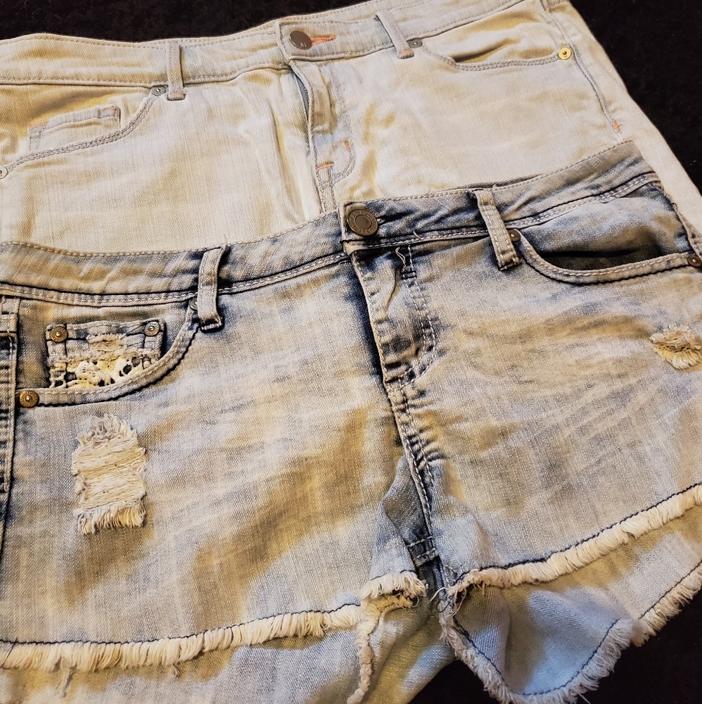 TWO pairs of jean shorts